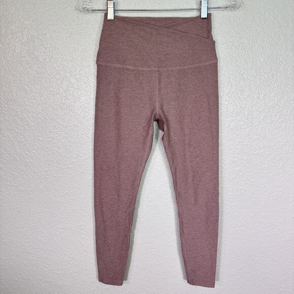 Beyond Yoga Leggings Womens Small Mauve Spacedye Crossover High Waist Crop Capri - Picture 1 of 11